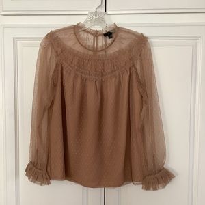 J. Crew Ruffle trim swiss.dot tulle blouse
